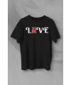 14 Şubat Sevgililer Günü Love Baskılı Oversize Bisiklet Yaka T-shirt - Siyah