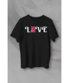 14 Şubat Sevgililer Günü Love Baskılı Oversize Bisiklet Yaka T-shirt - Siyah