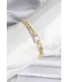 ietaks™ 14K Gold Renk Kaplama Zirkon Kare Taşlı CM Kadın Bileklik