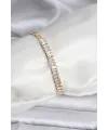 ietaks™ 14K Gold Renk Kaplama Zirkon Taşlı Baget Model CM Kadın Bileklik