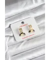 14K Gold Renk Kaplama Zirkon Taşlı Halka CM Kadın Küpe