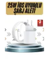 15/pro/pro Max 25w İos Uyumlu Hızlı Şarj Aleti Adaptörlü Beyaz