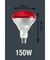 150W Kızılötesi (infrared) Isıtıcılı Hayvan Isıtma ve Kuluçka Lambası (Kırmızı Işık) E27 (Kalın Duy)