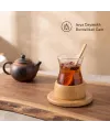 18 Parça Bambu Çay Seti - 6 Çay Bardağı - Borosilikat Cam