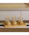 18 Parça Bambu Çay Seti - 6 Çay Bardağı - Borosilikat Cam