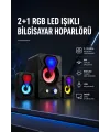 2+1 Rgb Led Işıklı Güçlü Bas Sistemli Bilgisayar Hoparlörü