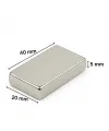 2 adet 40x20x5mm Neodyum Magnet Güçlü N35 Mıknatıs Köşeli Nikel Kaplama