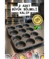2 Adet Cupcake Fırın Kalıbı 6 Büyük Bölmeli Muffin Kek Kalıbı