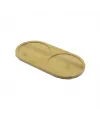 2 Bölmeli   Oval  Ahşap Bambu Yağdanık Altlık  12x24x0.8cm