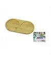 2 Bölmeli Oval Ahşap Bambu Yağdanlık Altlık Mini Tepsi 12 X 23.4 X 0.8cm