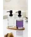 2 Li Bambu Altlıklı Sıvı Sabunluk Seti