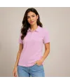 2li Kadın Polo Yaka Pike Kumaş Düğmeli Basic Tişört Günlük Rahat Kesim - Beyaz, Pembe