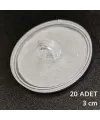 20 Adet Şeffaf Yuvarlak 3 Cm Çaplı Güçlü Disk Yapışkanlar