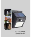 20 Led Güneş Paneli Aydınlatma – Fotoselli Ve Hareket Algılamalı Dış Mekan Duvar Lambası