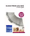20 Parça Profesyonel Elmas Freze Ucu Seti - 3mm Şaft Gravür, Taş ve Cam İşleme Taşlama Seti