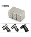 20×10×2 mm N35 Neodyum Mıknatıs – Köşeli, Nikel Kaplama (50’li Set)