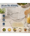 20cm Tel Süzgeç Metal Saplı Kulaklı