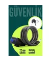 22mm Çelik Halatlı Bisiklet Kilidi - 160cm Anahtarlı Scoooter Motosiklet Kilidi 722486