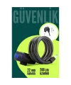 22mm Çelik Halatlı Bisiklet Kilidi - 200cm Anahtarlı Scoooter Motosiklet Kilidi 722487