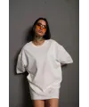24/1 Düz A Kalite Oversize T-shirt - Beyaz