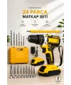 24 Parça Çift Bataryalı Şarjlı Matkap Seti 24w Motor Ve Otomatik Mil Kilitli Tasarım