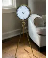 24 Saat Göstergeli Özel Tasarım Gold Tripod Ayaklı Duvar Saati