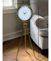 24 Saat Göstergeli Özel Tasarım Gold Tripod Ayaklı Duvar Saati