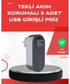2500w Güç Destekli Akım Korumalı Priz – 3 Usb Çıkışlı