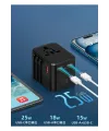 25w Evrensel Seyahat Adaptörü, Eu/us/uk/au Priz Dönüştürücü, 1x Usb, 2x Type-c Hızlı Şarj