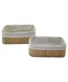 2li   Dikdörtgen   Bambu Kenar  Organizer Sepet Ahşap Altlık - Bezli 19x27x10cm - 15x24x8cm