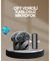 2’li Kablosuz Yaka Mikrofonu Type-c Ve Lightning Uyumlu Profesyonel Set