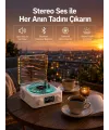 3-1 Kablosuz Bluetooth Hoparlör – Gece Lambalı, Saatli, Retro Tasarım