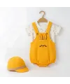 3/18 Ay Kasketli Tavşan Kulaklı Salopet Bebek Takımı