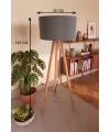 3 Ayaklı Tripod Lambader Antrasit Gri Kumaş Başlık