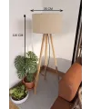 3 Ayaklı Tripod Lambader Bej Kumaş Başlık