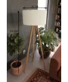 3 Ayaklı Tripod Lambader Krem Kumaş Başlık