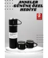 3 Bardaklı Termos Seti Anneler Gününe Özel Hediye Taşınabilir Sızdırmaz Isı Koruyucu
