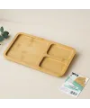 3 Bölmeli Dikdörtgen Bambu Servis Tepsisi 24.8x13.8x1.4 cm