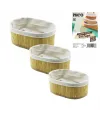 3 Boy  Oval  Bambu Kenar Organizer Sepet Ahşap Altlık - Bezli  13x22-16x26-20x30cm