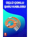 3 İn 1 Süper Hızlı Şarj Kablosu Android Ve İos Uyumlu Silikon Şarj Kablosu