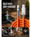 3 İn 1 Süper Hızlı Şarj Kablosu Android Ve İos Uyumlu Silikon Şarj Kablosu