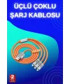 3 İn 1 Süper Hızlı Şarj Kablosu Android Ve İos Uyumlu Silikon Şarj Kablosu