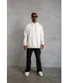 3 İplik Kapşonlu Sweatshirt Hoodie - Beyaz