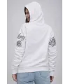 3 İplik Pamuklu Kapüşonlu Baskılı SweatShirt Hoodie - Beyaz