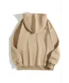3 İplik Pamuklu Unisex Kapşonlu Sweetshirt - Bej