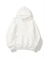 3 İplik Pamuklu Unisex Kapşonlu Sweetshirt - Beyaz