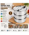 3 Katlı Çelik Sefer Tası 16 cm - Yemek Taşıma Kabı