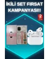 3 Kordonlu Pembe Amoled Ekran Akıllı Saat Ve Yeni Nesil Pro Kablosuz Bluetooth Kulaklık Anc/enc