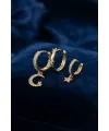 3 lü Ay ve Yıldız Model Gold Renk Set Küpe