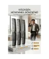 3lü Profesyonel Stil Tarağı - İkonik Siyah Zarafet 723059